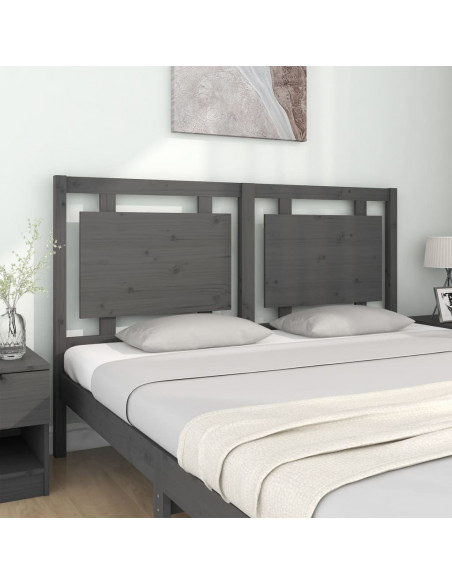 Testiera per Letto Grigia 155,5x4x100 cm Legno Massello di Pino