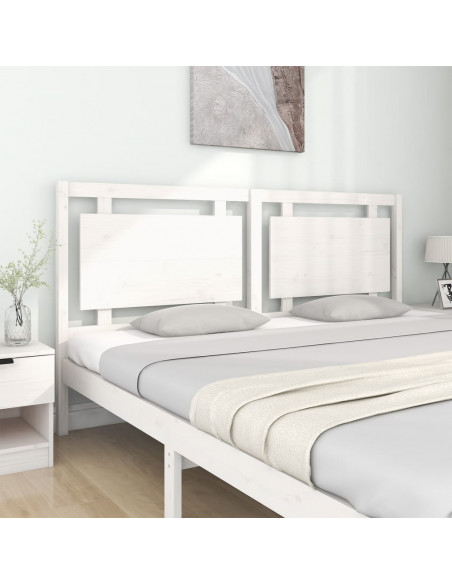 Testiera per Letto Bianca 185,5x4x100 cm Legno Massello di Pino