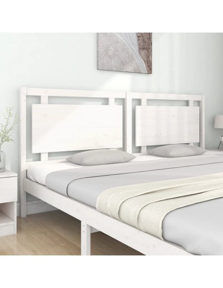 Testiera per Letto Bianca 205,5x4x100 cm Legno Massello di Pino