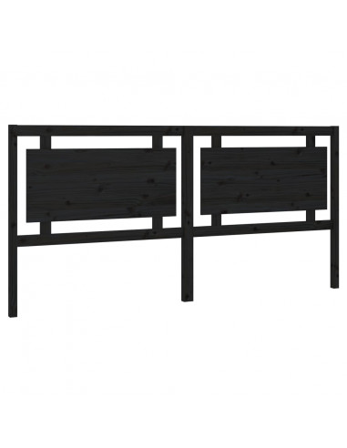 Testiera per Letto Nera 205,5x4x100cm in Legno Massello di Pino