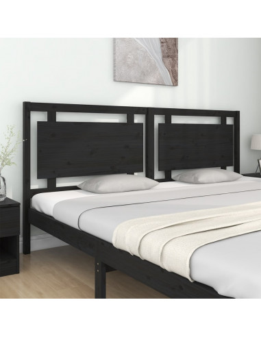 Testiera per Letto Nera 205,5x4x100cm in Legno Massello di Pino