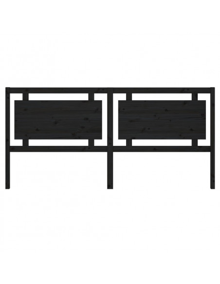 Testiera per Letto Nera 205,5x4x100cm in Legno Massello di Pino