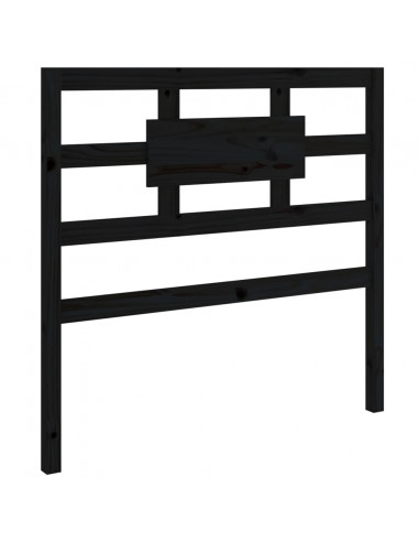 Testiera per Letto Nera 80,5x4x100 cm in Legno Massello di Pino