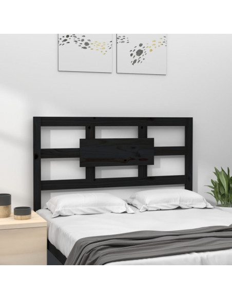 Testiera per Letto Nera 80,5x4x100 cm in Legno Massello di Pino