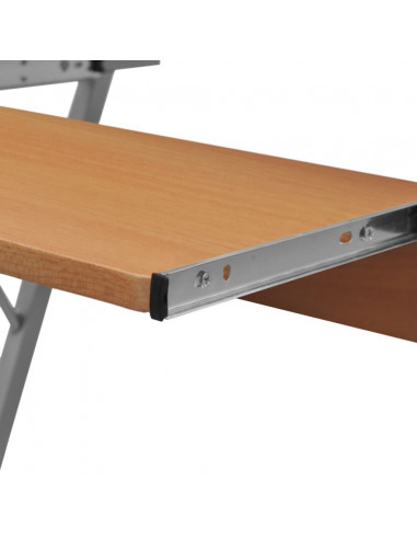 Scrivania per Computer con Ripiano Estraibile Marrone