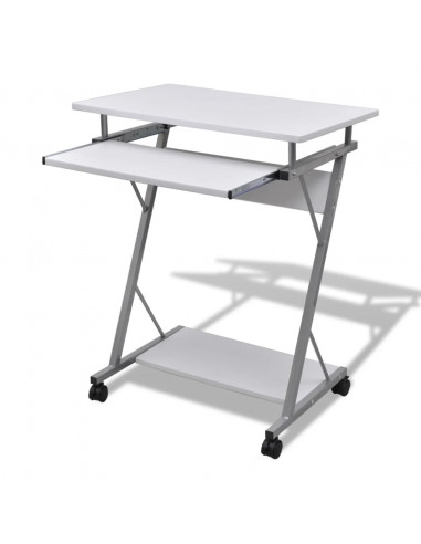 Tavolo Scrivania per Computer con Ripiano Estraibile Bianco