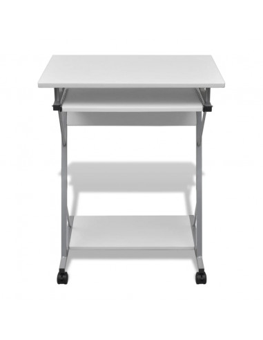 Tavolo Scrivania per Computer con Ripiano Estraibile Bianco