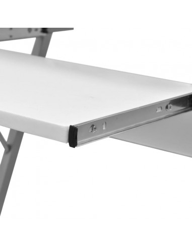 Tavolo Scrivania per Computer con Ripiano Estraibile Bianco