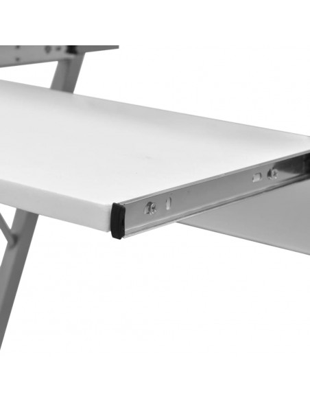 Tavolo Scrivania per Computer con Ripiano Estraibile Bianco