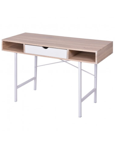 Scrivania con 1 Cassetto Rovere e Bianco