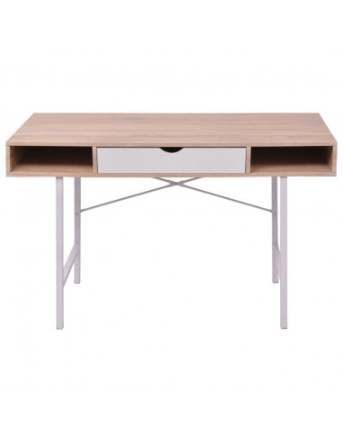 Scrivania con 1 Cassetto Rovere e Bianco