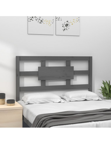 Testiera Letto Grigia 105,5x4x100 cm in Legno Massello di Pino