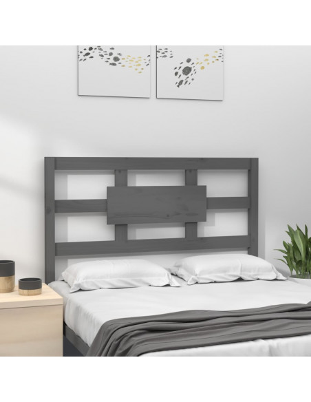 Testiera Letto Grigia 105,5x4x100 cm in Legno Massello di Pino