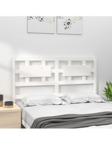 Testiera per Letto Bianca 125,5x4x100 cm Legno Massello di Pino