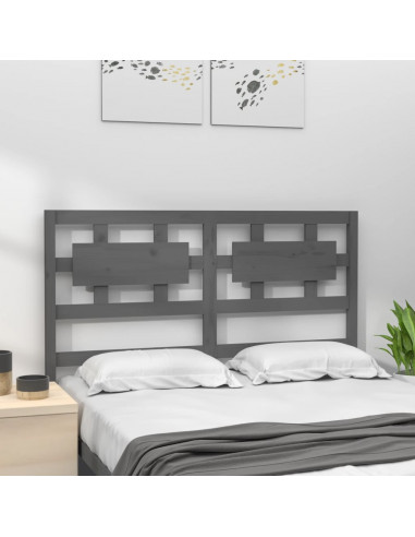 Testiera per Letto Grigia 205,5x4x100 cm Legno Massello di Pino