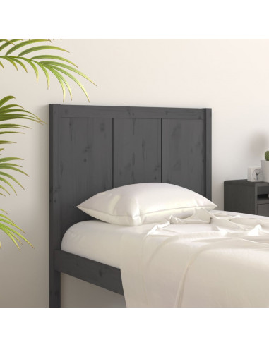 Testiera per Letto Grigia 80,5x4x100 cm Legno Massello di Pino