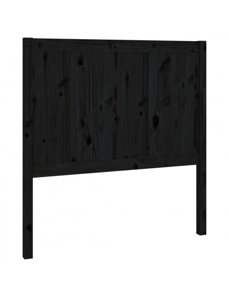 Testiera per Letto Nera 95,5x4x100 cm in Legno Massello di Pino