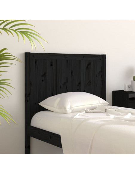 Testiera per Letto Nera 95,5x4x100 cm in Legno Massello di Pino