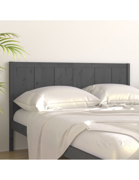 Testiera per Letto Grigia 125,5x4x100 cm Legno Massello di Pino