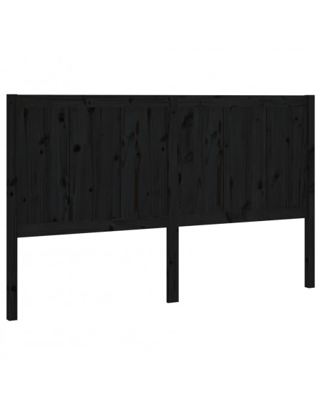 Testiera per Letto Nera 125,5x4x100cm in Legno Massello di Pino