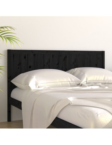 Testiera per Letto Nera 125,5x4x100cm in Legno Massello di Pino