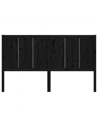 Testiera per Letto Nera 125,5x4x100cm in Legno Massello di Pino