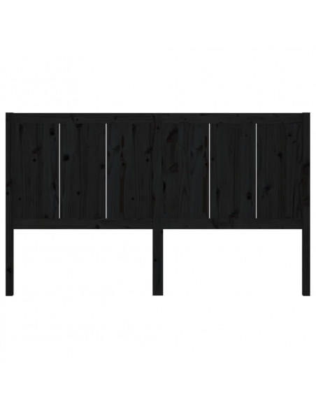 Testiera per Letto Nera 125,5x4x100cm in Legno Massello di Pino