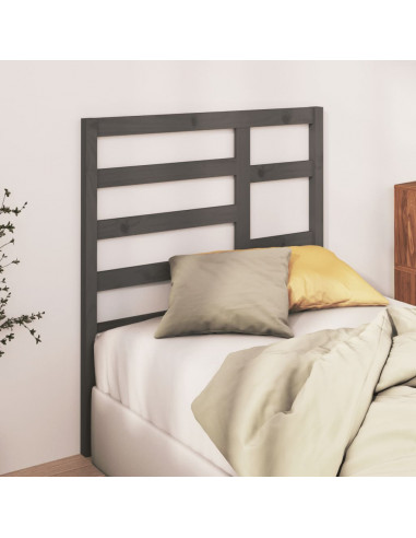 Testiera per Letto Grigia 96x4x104 cm in Legno Massello di Pino