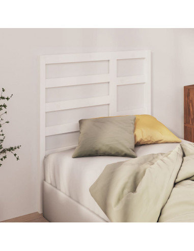 Testiera per Letto Bianca 106x4x104cm in Legno Massello di Pino