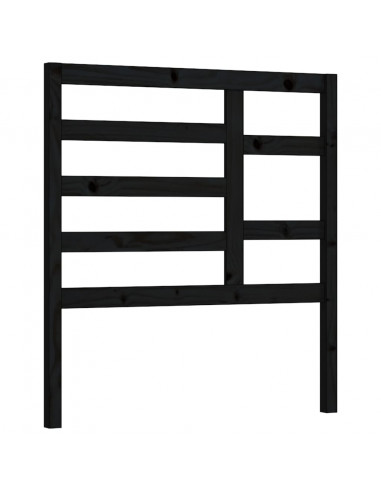 Testiera per Letto Nera 106x4x104 cm in Legno Massello di Pino