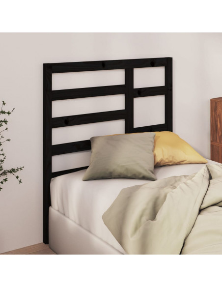 Testiera per Letto Nera 106x4x104 cm in Legno Massello di Pino