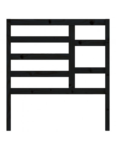 Testiera per Letto Nera 106x4x104 cm in Legno Massello di Pino