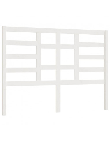 Testiera per Letto Bianca 126x4x104cm in Legno Massello di Pino