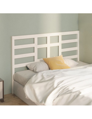 Testiera per Letto Bianca 126x4x104cm in Legno Massello di Pino
