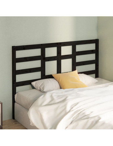 Testiera per Letto Nera 126x4x104 cm in Legno Massello di Pino