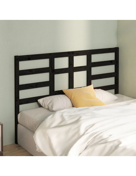 Testiera per Letto Nera 146x4x104 cm in Legno Massello di Pino