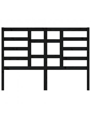 Testiera per Letto Nera 146x4x104 cm in Legno Massello di Pino