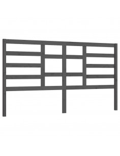 Testiera Letto Grigia 186x4x104cm in Legno Massello di Pino 2