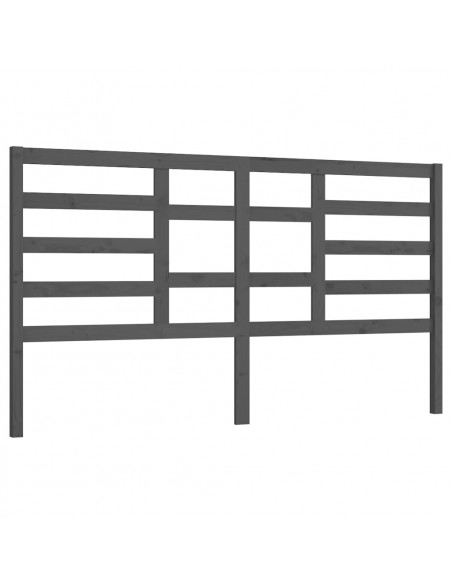 Testiera Letto Grigia 186x4x104cm in Legno Massello di Pino