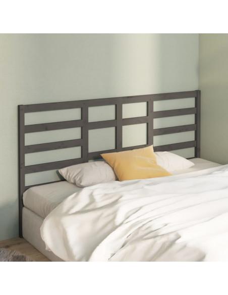 Testiera Letto Grigia 186x4x104cm in Legno Massello di Pino