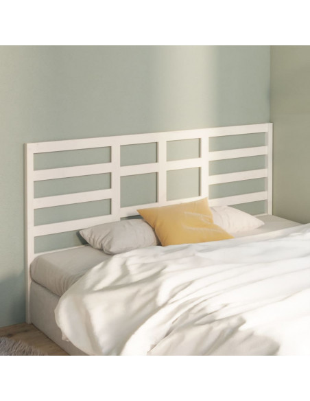 Testiera per Letto Bianca 206x4x104 cm Legno Massello di Pino