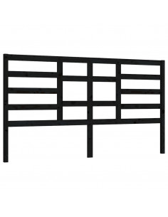 Testiera per Letto Nera 206x4x104 cm in Legno Massello di Pino 2