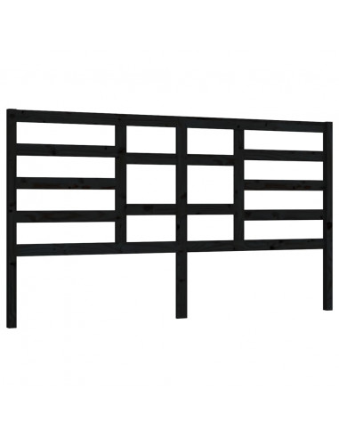 Testiera per Letto Nera 206x4x104 cm in Legno Massello di Pino