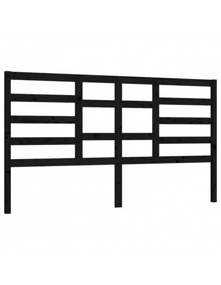 Testiera per Letto Nera 206x4x104 cm in Legno Massello di Pino