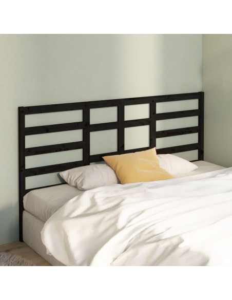 Testiera per Letto Nera 206x4x104 cm in Legno Massello di Pino