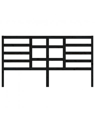 Testiera per Letto Nera 206x4x104 cm in Legno Massello di Pino