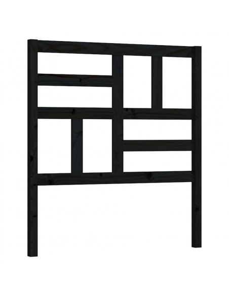 Testiera per Letto Nera 96x4x104 cm in Legno Massello di Pino