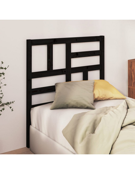 Testiera per Letto Nera 96x4x104 cm in Legno Massello di Pino