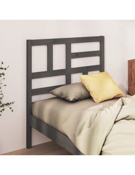 Testiera per Letto Grigia 106x4x104cm in Legno Massello di Pino
