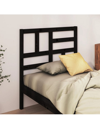 Testiera per Letto Nera 106x4x104 cm in Legno Massello di Pino